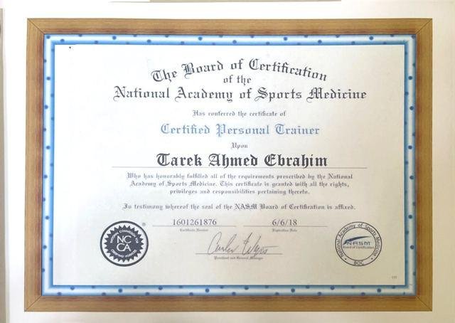 Certified Personal Trainer certificate, NASM