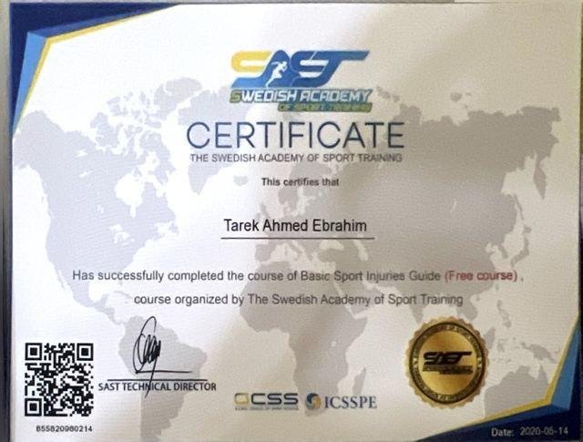 Basic Sport Injuries Guide certificate, Swedish Academy of Sport Training