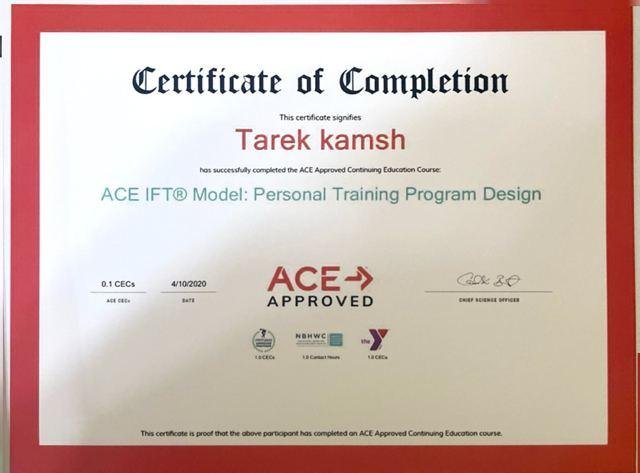 Personal Training Program Design certificate, ACE