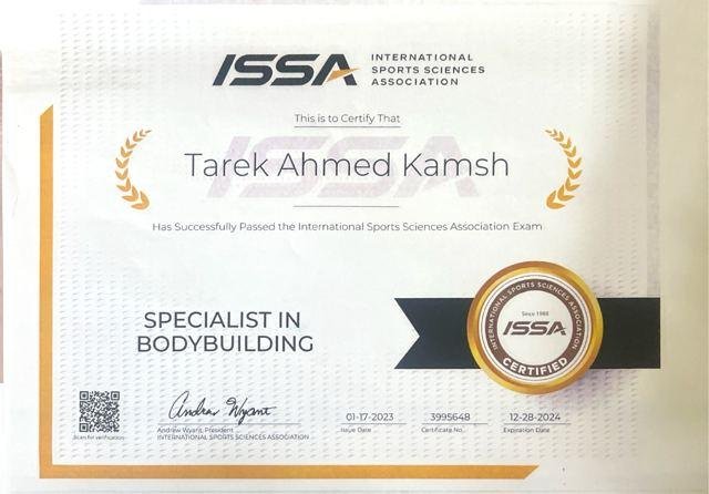 Specialist in Bodybuilding certificate, ISSA