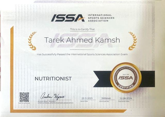 Nutritionist certificate, ISSA