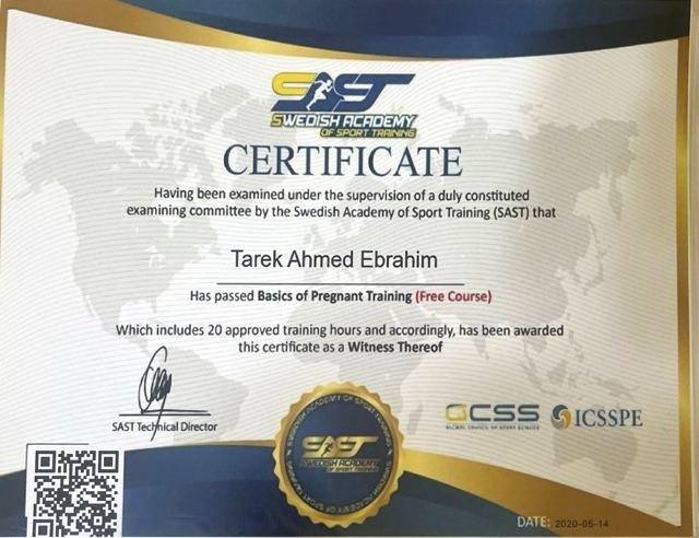 Basics of Pregnancy Training certificate, Swedish Academy of Sport Training