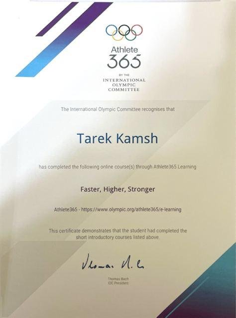 Faster, Higher, Stronger certificate, IOC Athlete365
